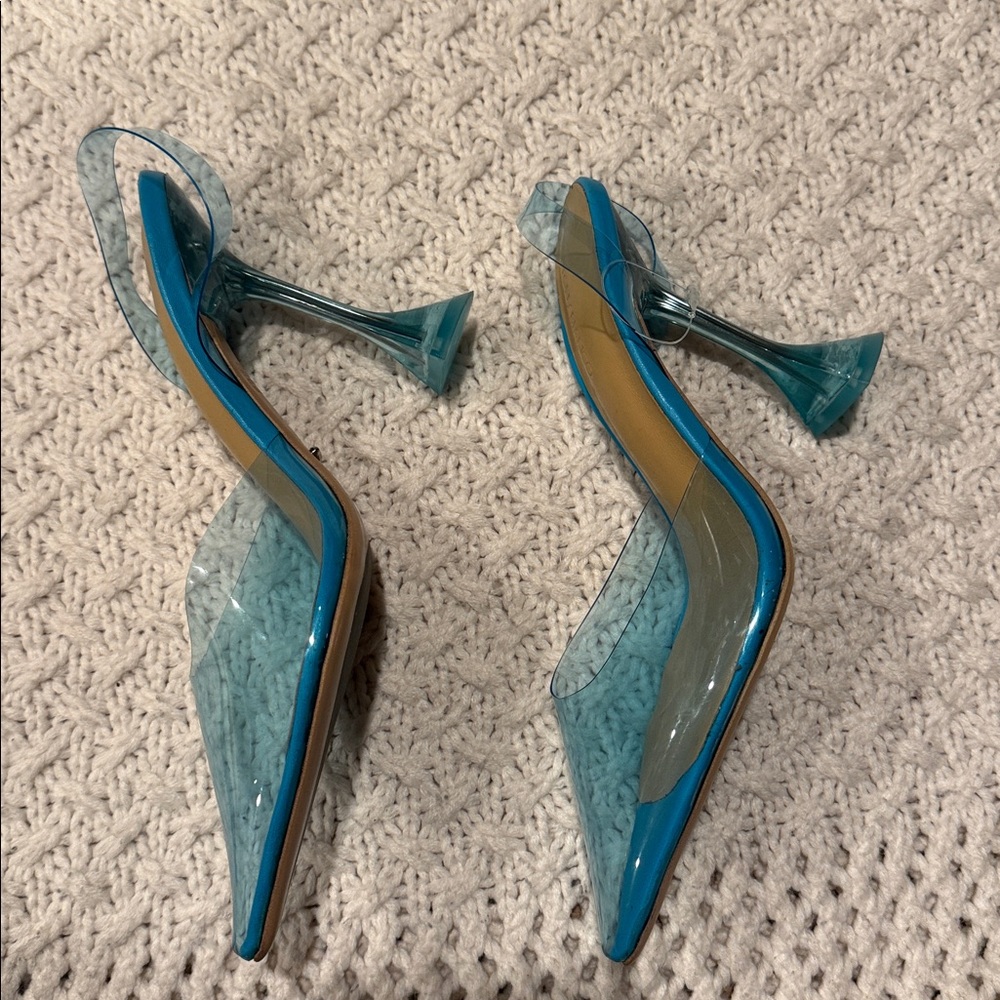 TONY BIANCO WOMENS 7  Blue and Transparent Heels